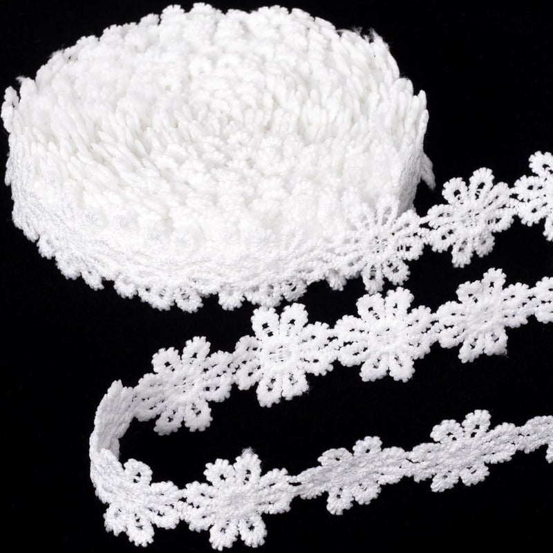 Deozu 4 Yards White Lace Trim, Vintage Crocheted Lace Ribbons, Embroidery Laces for DIY Crafts, Bouquet, Sewing, Wedding, Wrapping, Decoration (Daisy, 0.96" Wide) - Image 1
